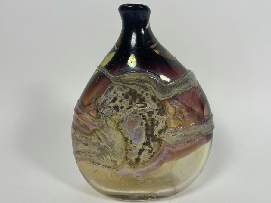 Early 1969 Studio Art Glass Bottle By Samuel J. Herman (1934-2020) 6.5W X 9H [Photo 8]