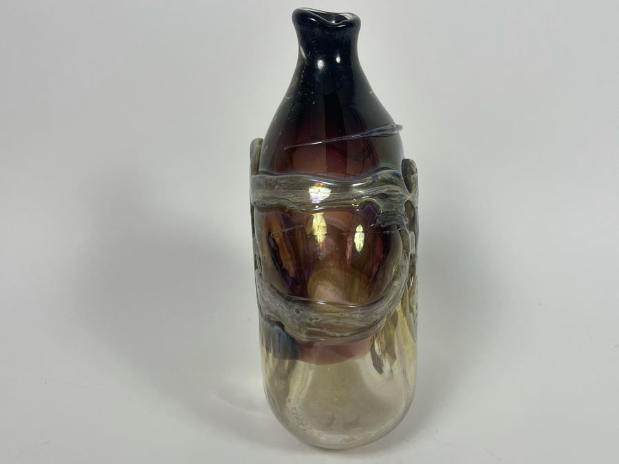 Early 1969 Studio Art Glass Bottle By Samuel J. Herman (1934-2020) 6.5W X 9H [Photo 7]