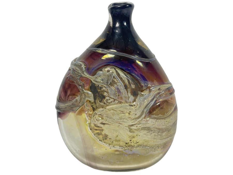 Early 1969 Studio Art Glass Bottle By Samuel J. Herman (1934-2020) 6.5W X 9H