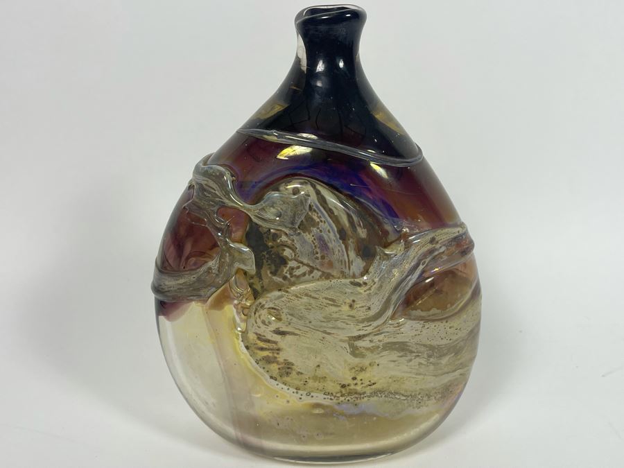 Early 1969 Studio Art Glass Bottle By Samuel J. Herman (1934-2020) 6.5W X 9H [Photo 4]