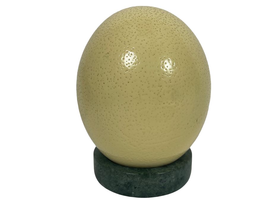 Ostrich Egg With Marble Stand 6.5H