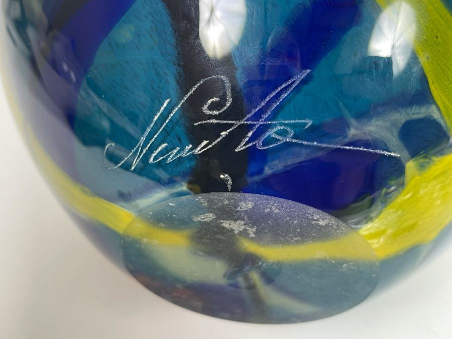 Ioan Nemtoi Signed Large Hand-Blown Art Glass Vase 10W X 11.5H [Photo 10]