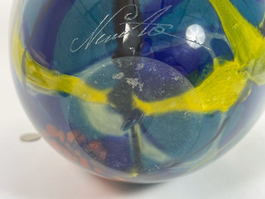 Ioan Nemtoi Signed Large Hand-Blown Art Glass Vase 10W X 11.5H [Photo 13]