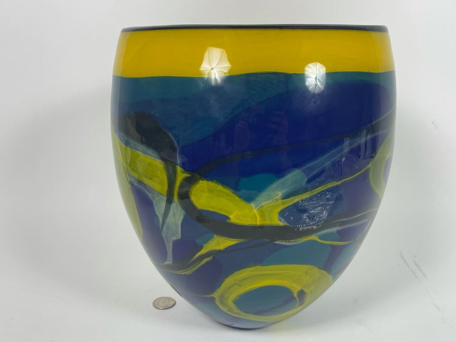 Ioan Nemtoi Signed Large Hand-Blown Art Glass Vase 10W X 11.5H [Photo 8]