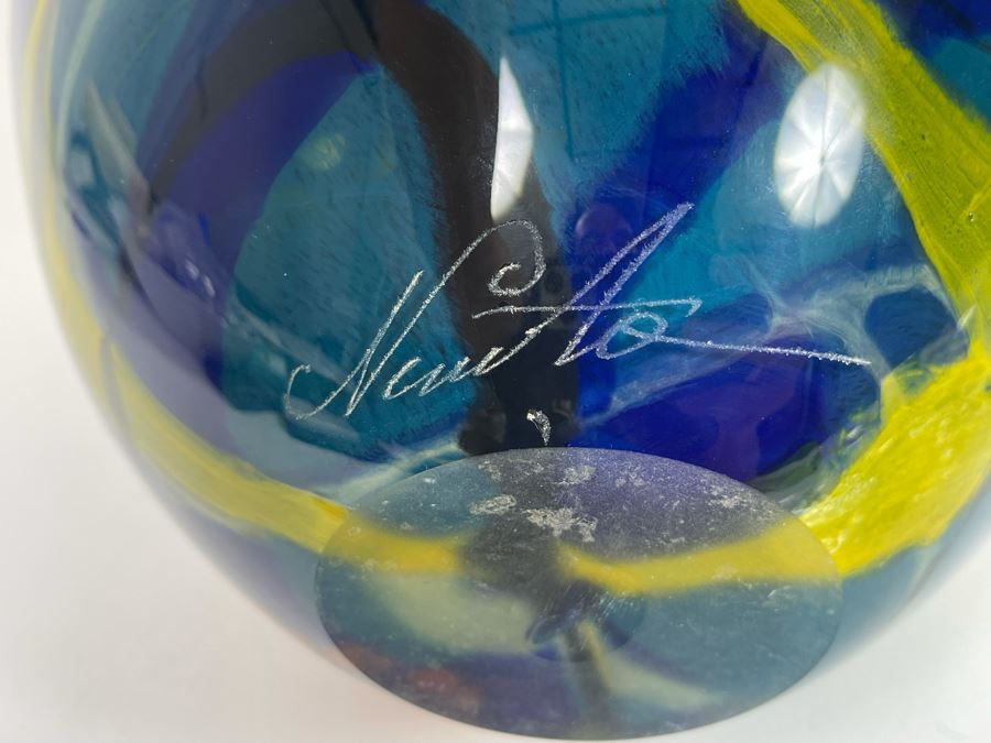 Ioan Nemtoi Signed Large Hand-Blown Art Glass Vase 10W X 11.5H [Photo 11]