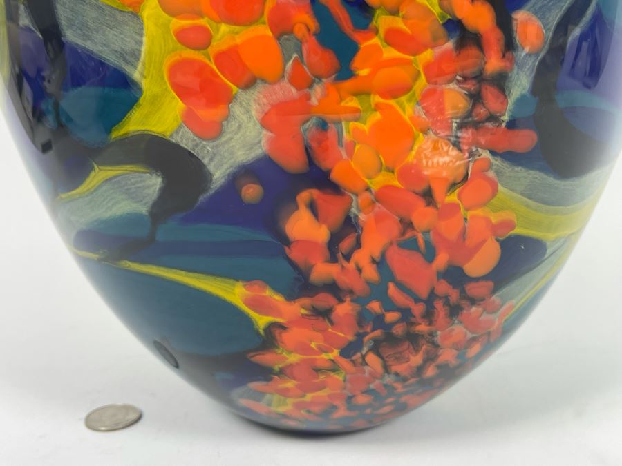 Ioan Nemtoi Signed Large Hand-Blown Art Glass Vase 10W X 11.5H [Photo 6]