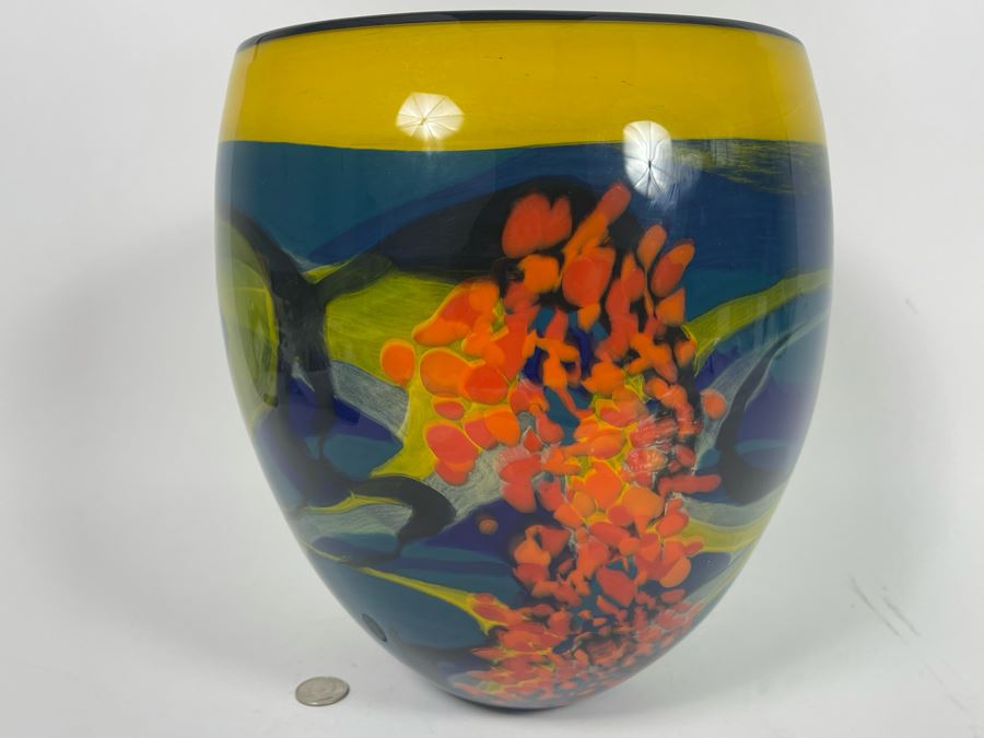 Ioan Nemtoi Signed Large Hand-Blown Art Glass Vase 10W X 11.5H [Photo 3]
