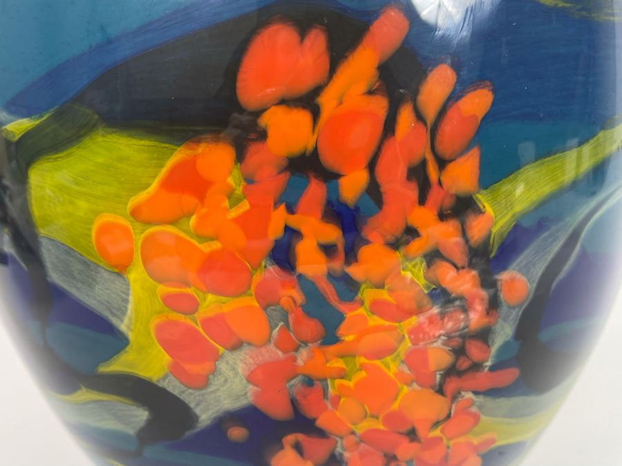 Ioan Nemtoi Signed Large Hand-Blown Art Glass Vase 10W X 11.5H [Photo 5]