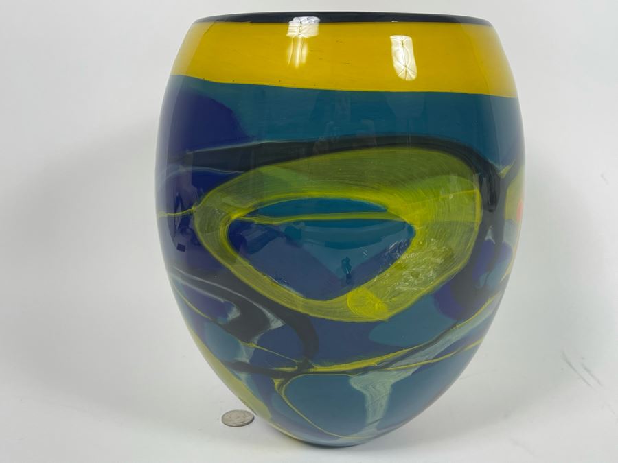 Ioan Nemtoi Signed Large Hand-Blown Art Glass Vase 10W X 11.5H [Photo 7]