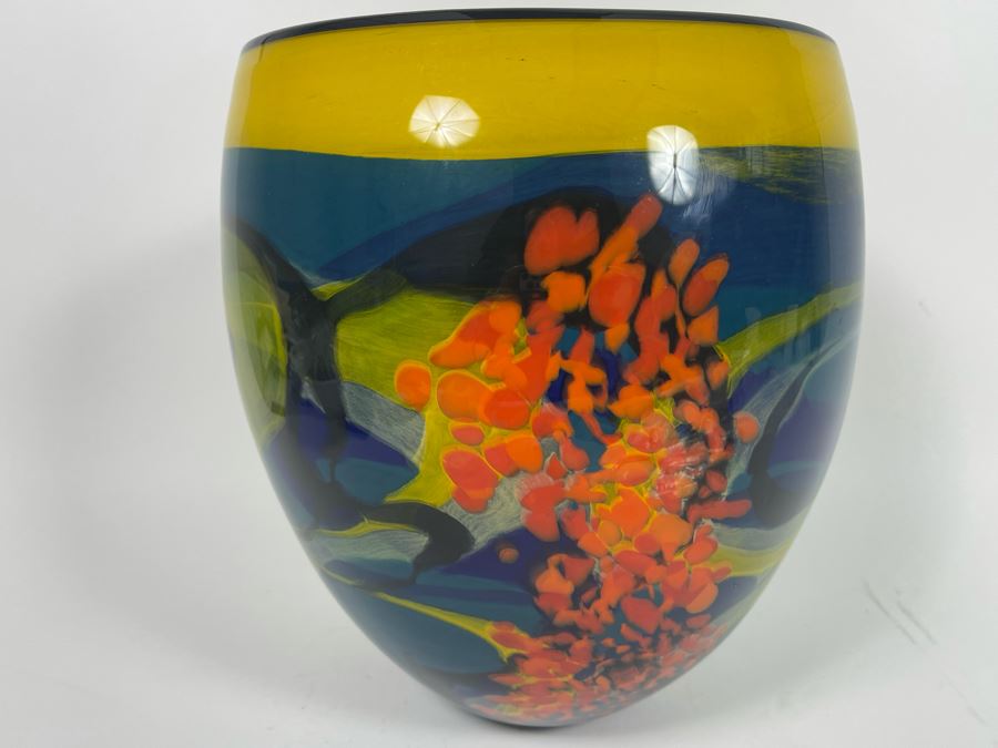Ioan Nemtoi Signed Large Hand-Blown Art Glass Vase 10W X 11.5H [Photo 4]