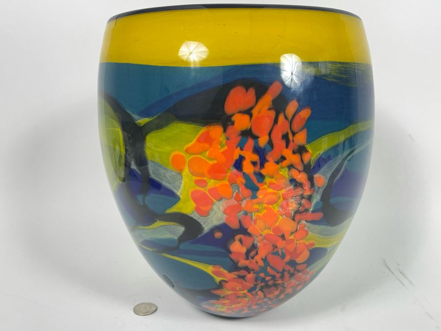 Ioan Nemtoi Signed Large Hand-Blown Art Glass Vase 10W X 11.5H [Photo 2]