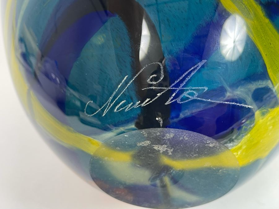 Ioan Nemtoi Signed Large Hand-Blown Art Glass Vase 10W X 11.5H [Photo 12]
