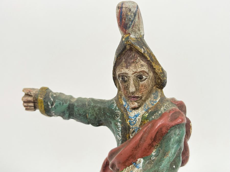 Vintage Hand-Painted Wooden Man On Horse Sculpture 5W X 3.25D X 9H [Photo 6]