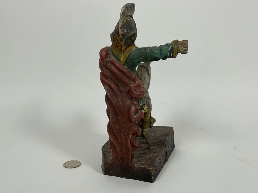 Vintage Hand-Painted Wooden Man On Horse Sculpture 5W X 3.25D X 9H [Photo 9]