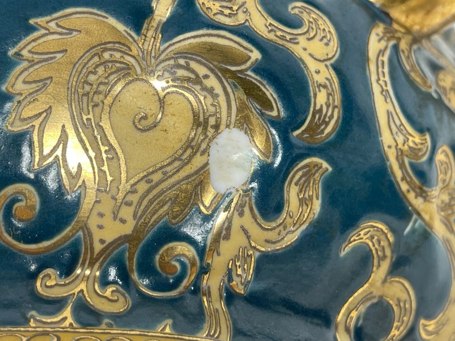 Contemporary Chinese Bowl With Handles And Wooden Stand 17W X 10.5D X 8H [Photo 9]