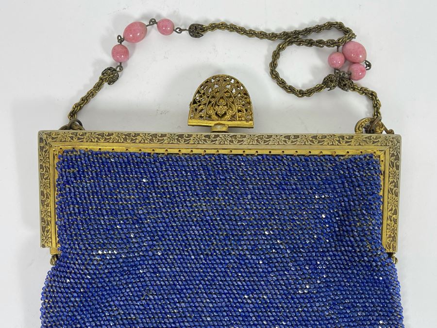 Vintage Blue Beaded Purse 7W X 10H [Photo 8]