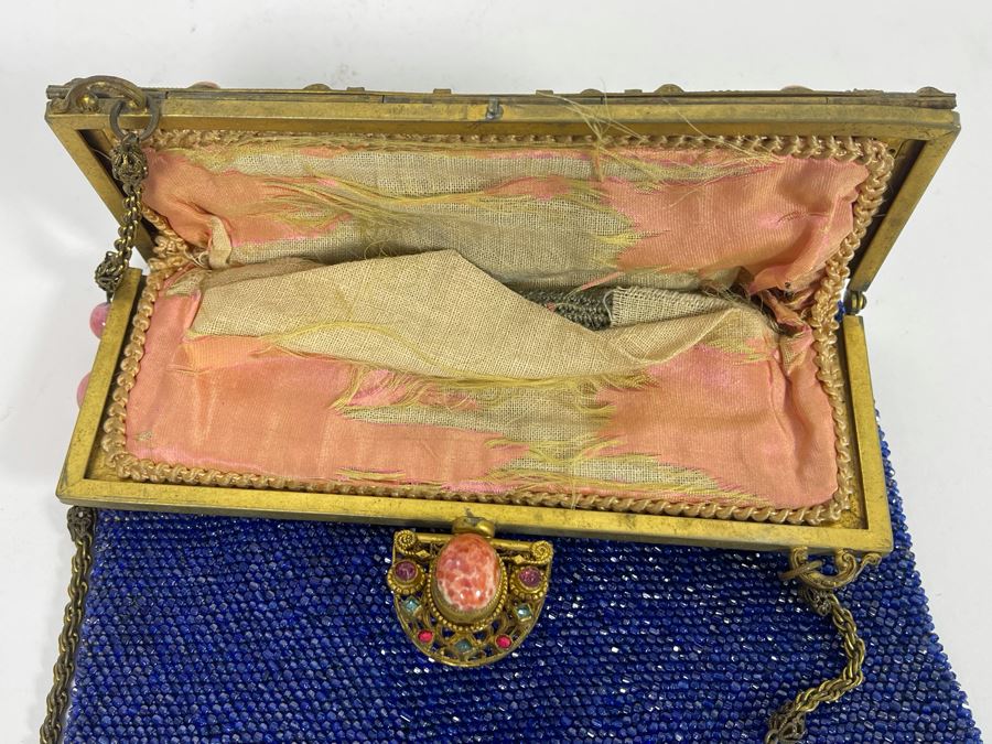 Vintage Blue Beaded Purse 7W X 10H [Photo 9]