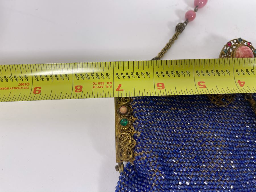 Vintage Blue Beaded Purse 7W X 10H [Photo 10]