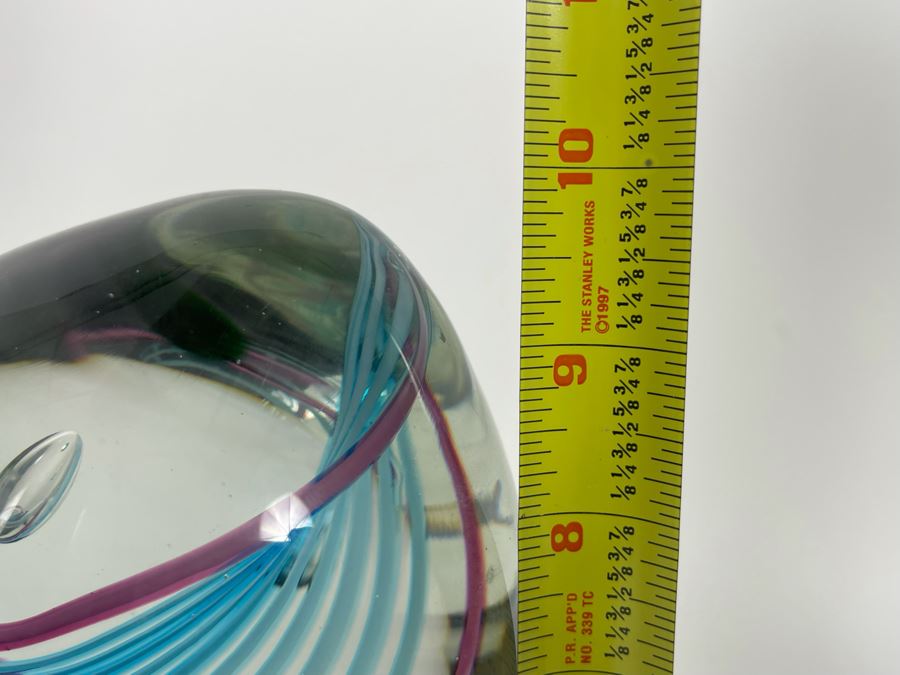 Large Art Glass Egg With Stand 10H [Photo 9]
