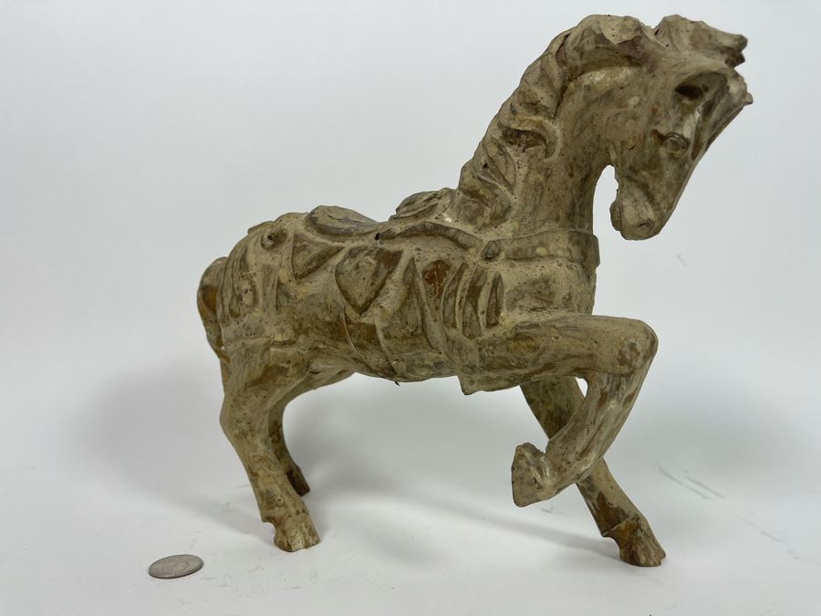 Old Carved Wooden Horse 12W X 10H [Photo 4]