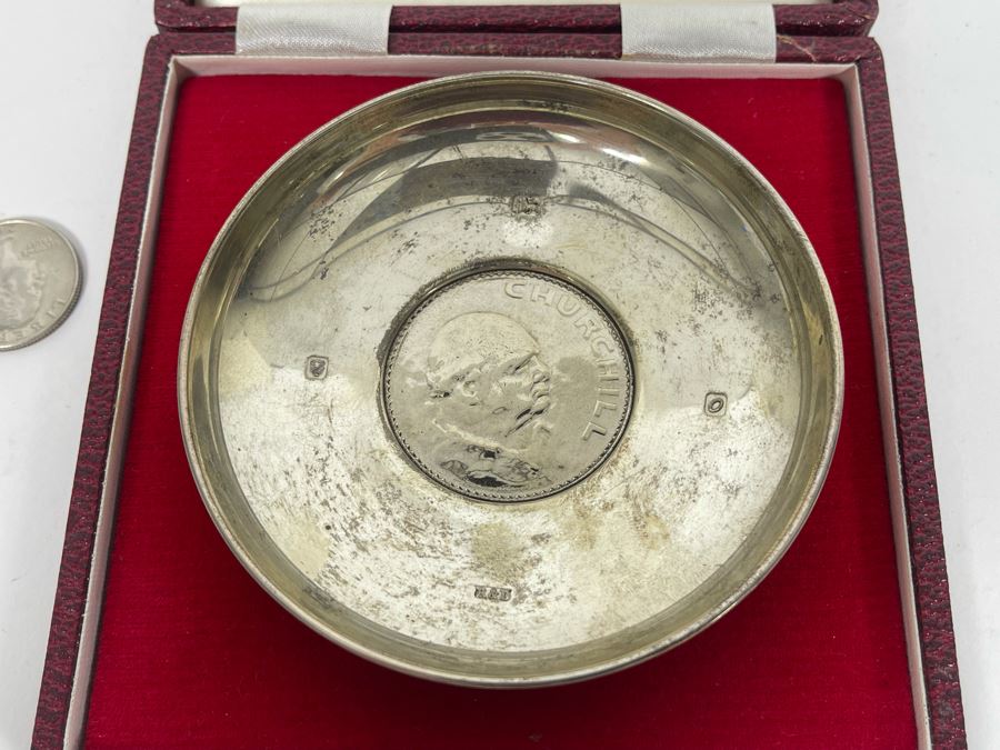 Sterling Silver English Dish With Coin 67.4g