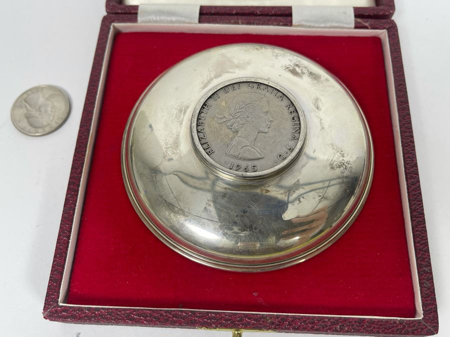 Sterling Silver English Dish With Coin 67.4g [Photo 2]