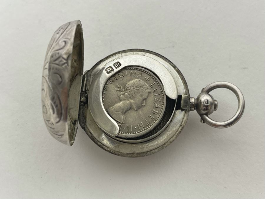 Marked English Sterling Silver Coin Case Purse With Six Pence English Coins 20g [Photo 8]