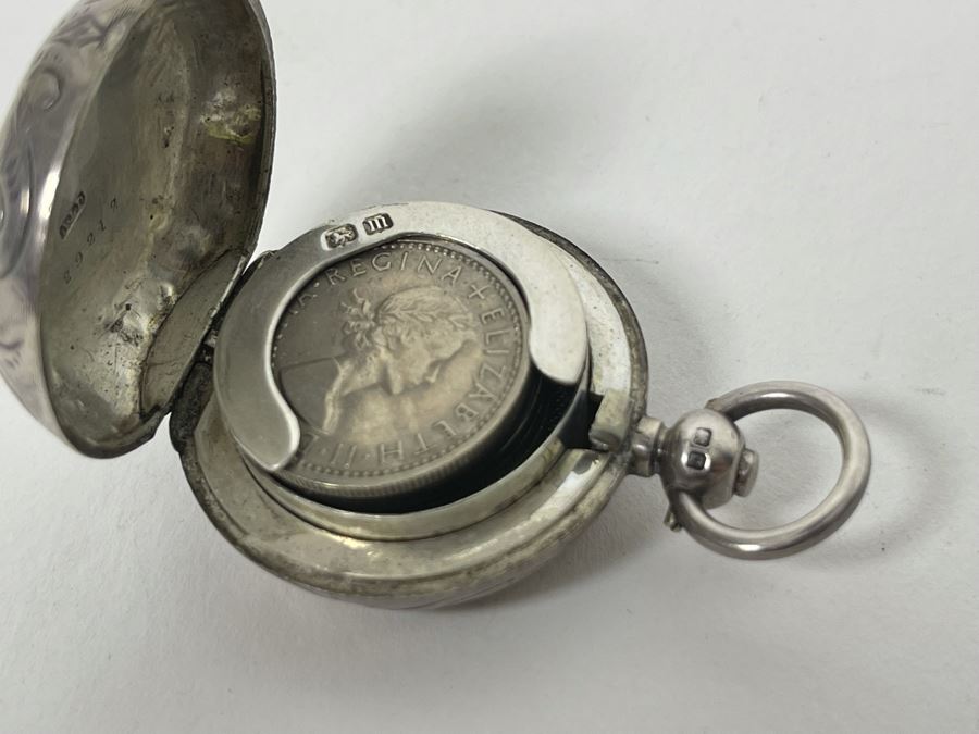 Marked English Sterling Silver Coin Case Purse With Six Pence English Coins 20g [Photo 9]
