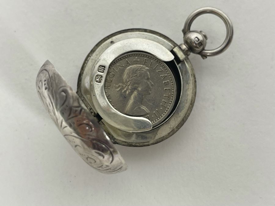 Marked English Sterling Silver Coin Case Purse With Six Pence English Coins 20g [Photo 6]