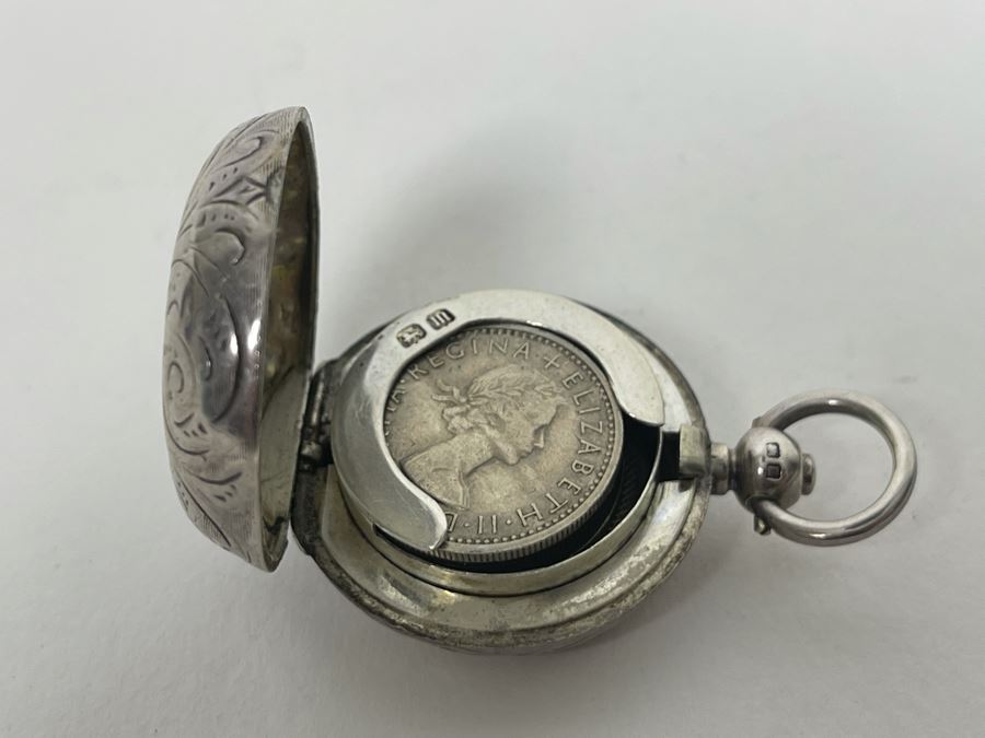 Marked English Sterling Silver Coin Case Purse With Six Pence English Coins 20g [Photo 2]