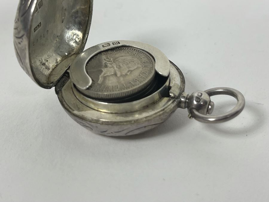 Marked English Sterling Silver Coin Case Purse With Six Pence English Coins 20g [Photo 10]