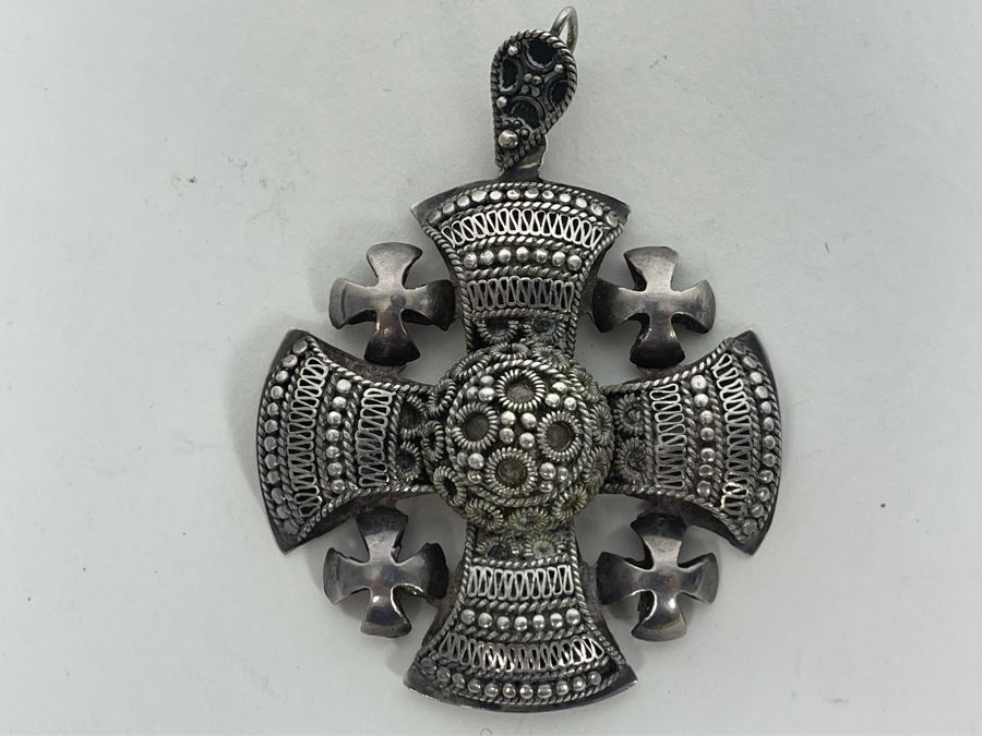 Vintage 900 Silver Jerusalem Jordan Pendant 23.6g [Photo 3]