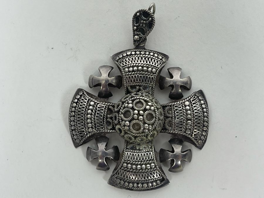 Vintage 900 Silver Jerusalem Jordan Pendant 23.6g [Photo 4]