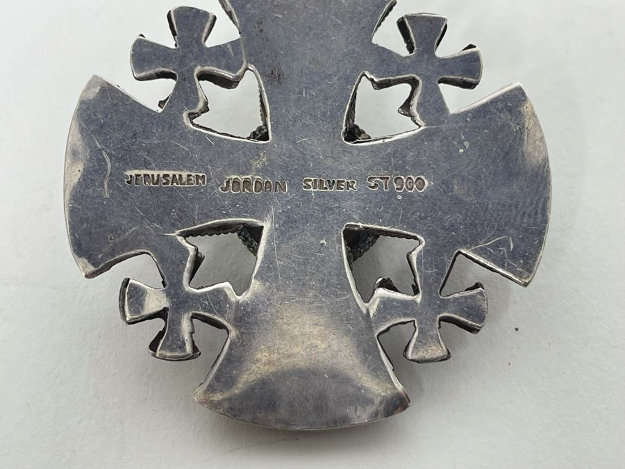 Vintage 900 Silver Jerusalem Jordan Pendant 23.6g [Photo 8]