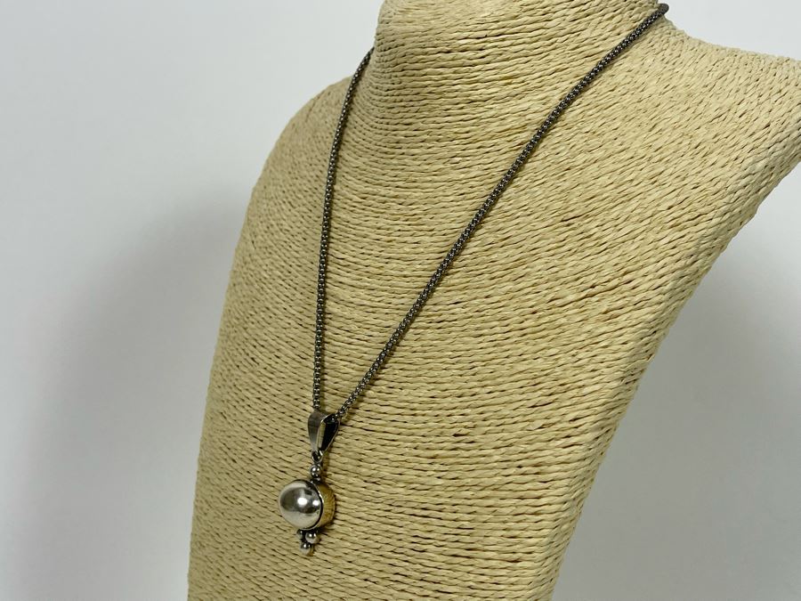 Sterling Silver Pendant With Sterling Silver Chain Necklace 11.7g [Photo 6]