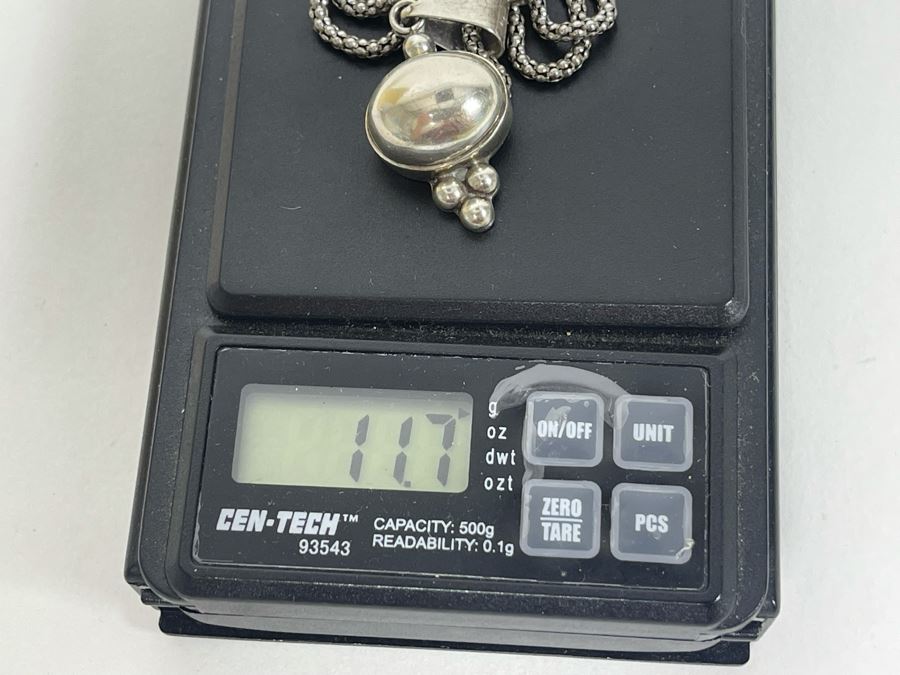 Sterling Silver Pendant With Sterling Silver Chain Necklace 11.7g [Photo 9]