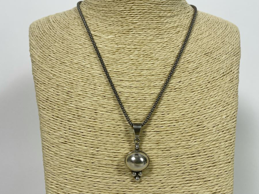 Sterling Silver Pendant With Sterling Silver Chain Necklace 11.7g [Photo 3]