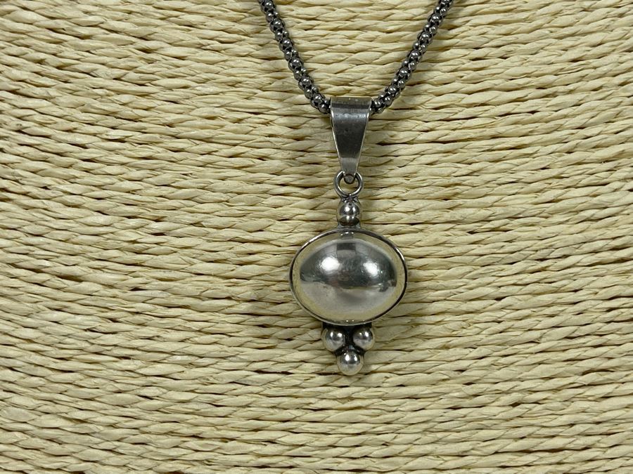 Sterling Silver Pendant With Sterling Silver Chain Necklace 11.7g [Photo 5]