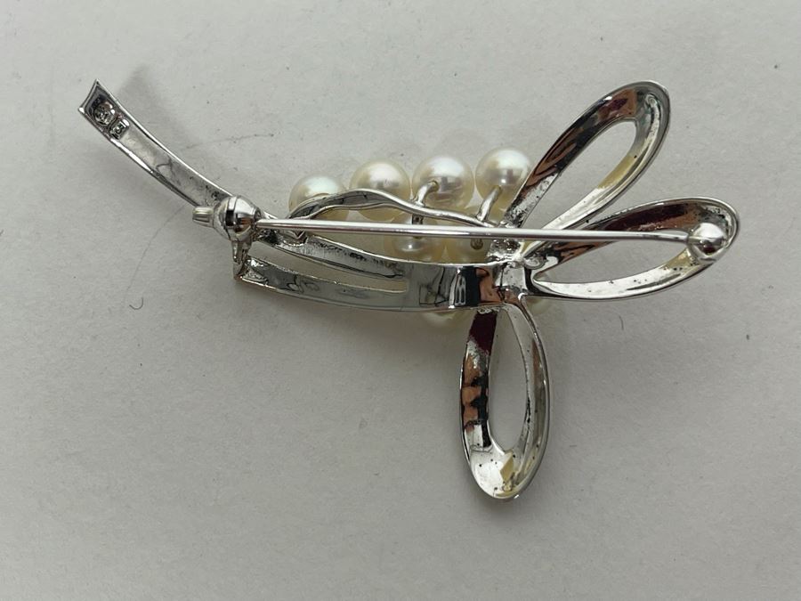 Mikimoto Pearl Silver Brooch Pin 6.6g [Photo 5]