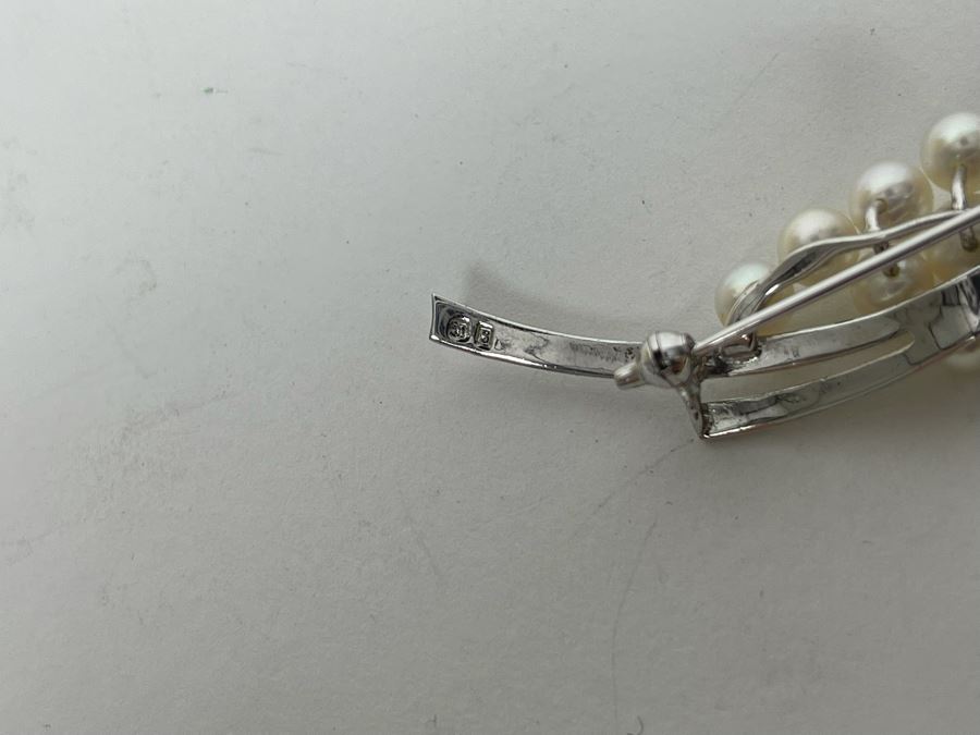 Mikimoto Pearl Silver Brooch Pin 6.6g [Photo 6]