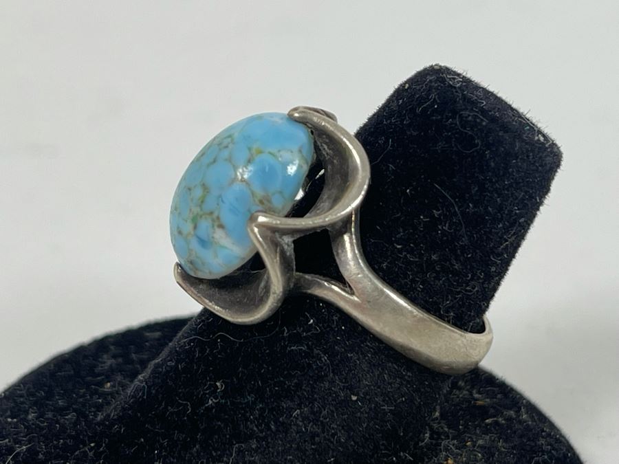 Sterling Silver Turquoise Ring Size 6.25 5.4g [Photo 3]