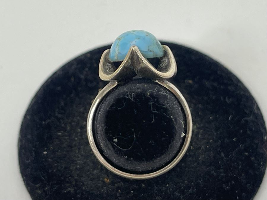 Sterling Silver Turquoise Ring Size 6.25 5.4g [Photo 4]