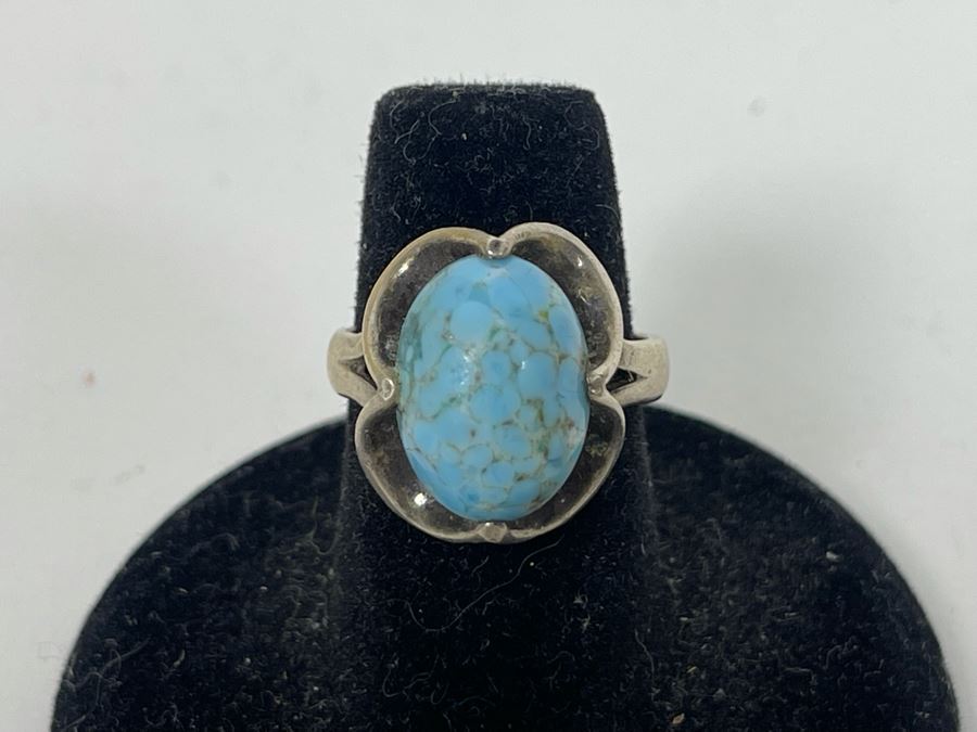 Sterling Silver Turquoise Ring Size 6.25 5.4g [Photo 2]