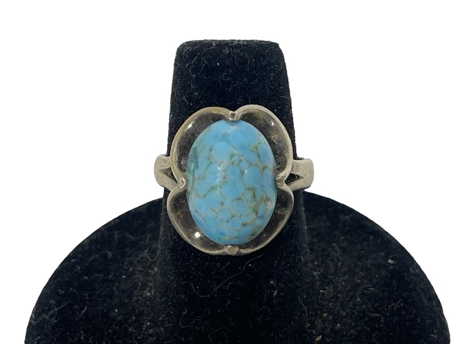 Sterling Silver Turquoise Ring Size 6.25 5.4g [Photo 1]