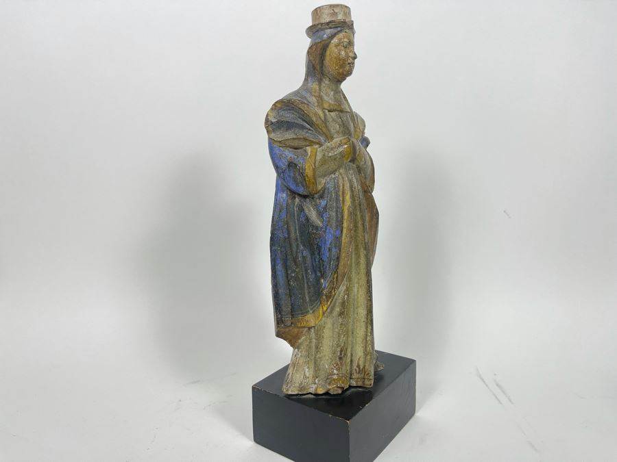 Vintage Hand-Painted Carved Wooden Figure 13.5H [Photo 7]