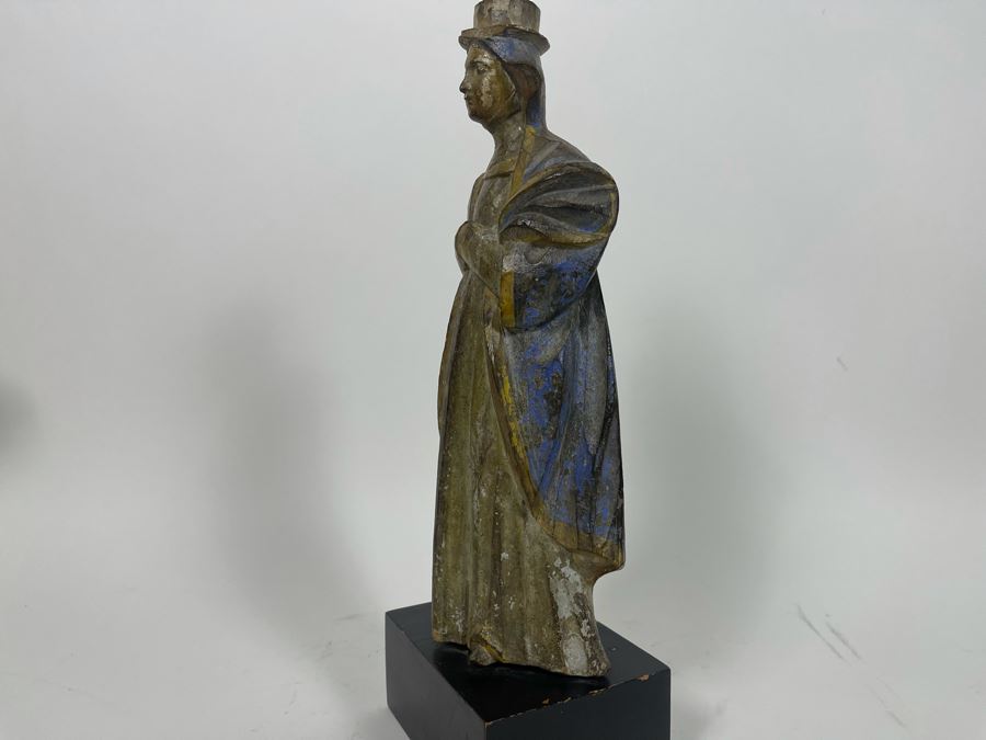 Vintage Hand-Painted Carved Wooden Figure 13.5H [Photo 9]