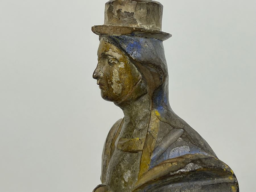 Vintage Hand-Painted Carved Wooden Figure 13.5H [Photo 10]
