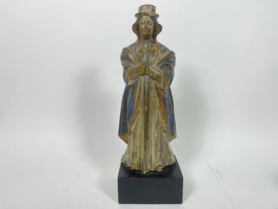 Vintage Hand-Painted Carved Wooden Figure 13.5H [Photo 3]