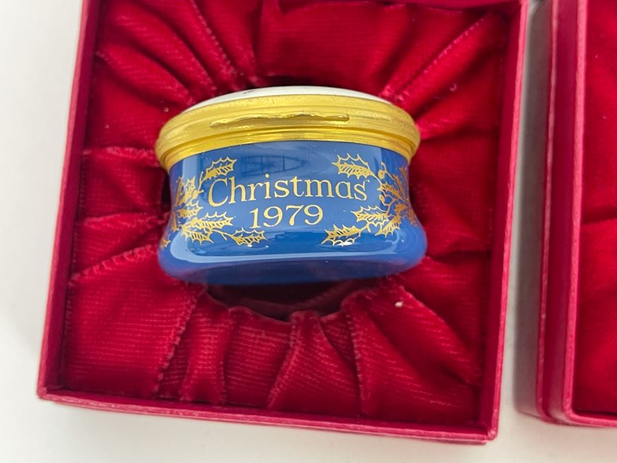 Halcyon Days Enamels England Christmas Enamel Boxes From 1979 And 1980 With Boxes [Photo 6]