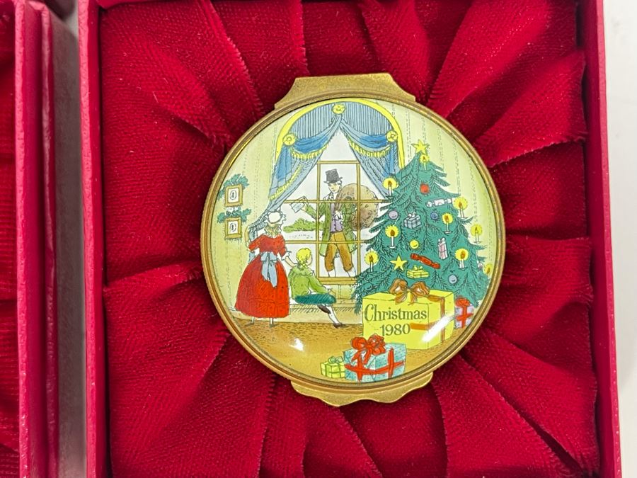 Halcyon Days Enamels England Christmas Enamel Boxes From 1979 And 1980 With Boxes [Photo 5]